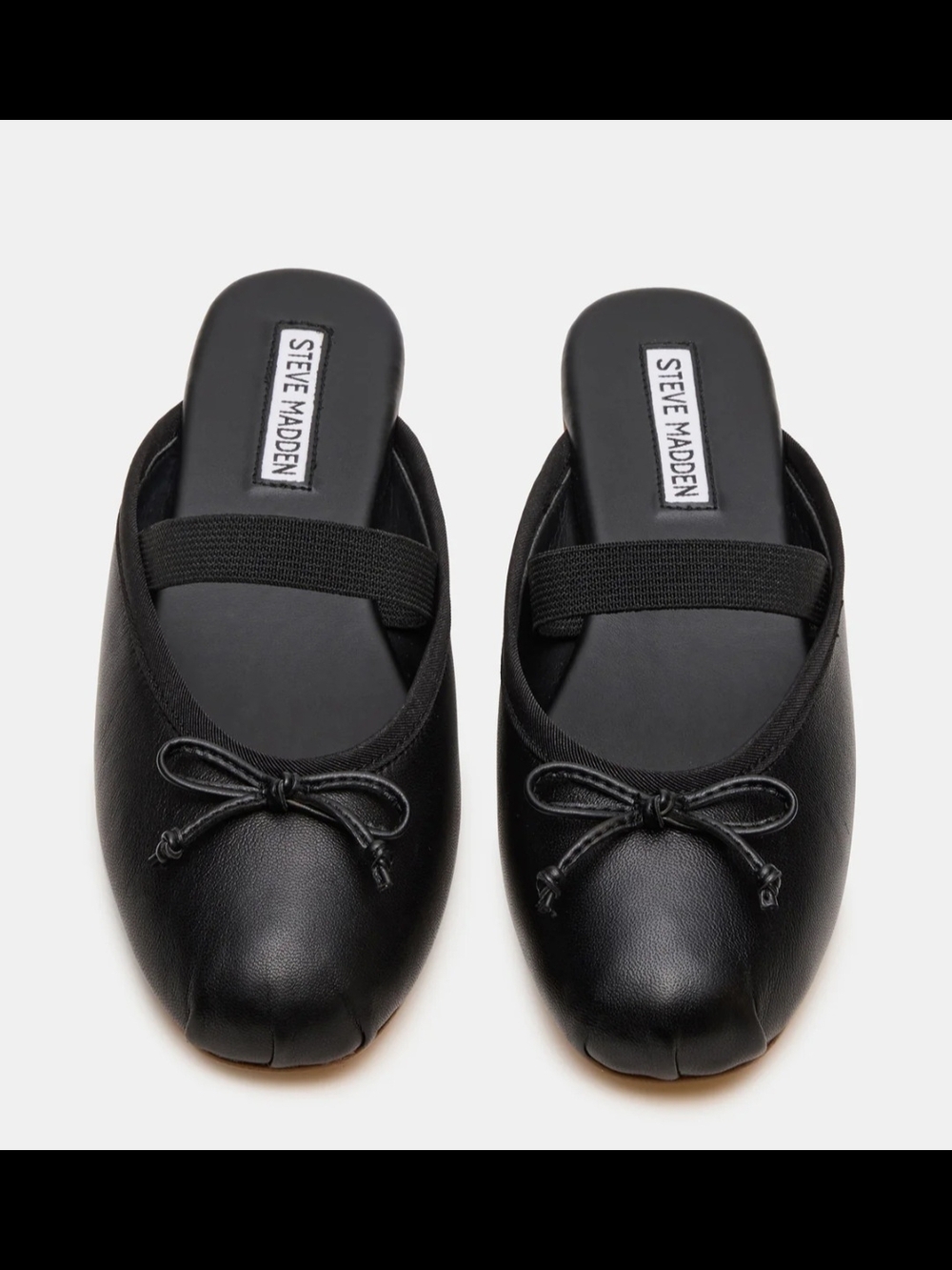 Steve Madden Black Leather Ballet Mule with Bow